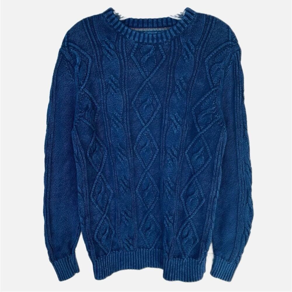 Tommy Bahama Cable Knit Dark Navy Cotton Sweater